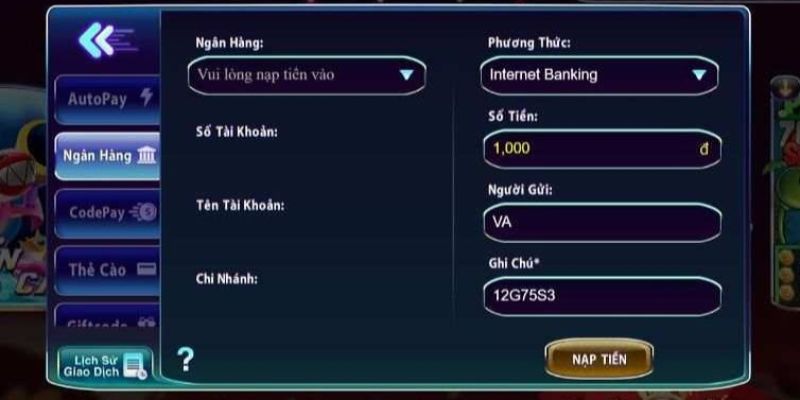 Hướng dẫn chi tiết các bước nạp tiền